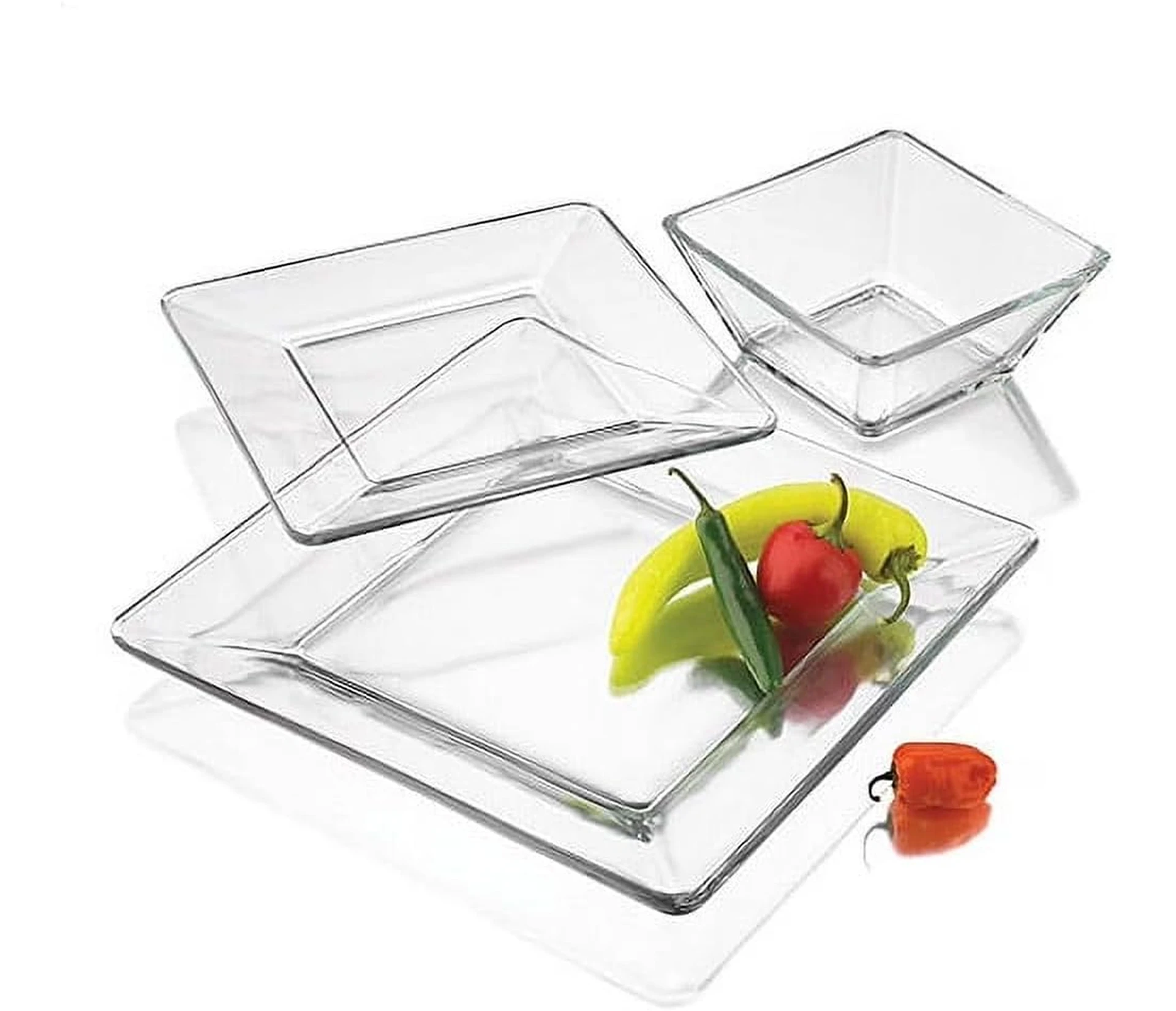 10in Clear Square Plate, 8in Clear Square Plate, 6in Clear Square Plate, Clear Square Salad or Soup Bowl $0.55