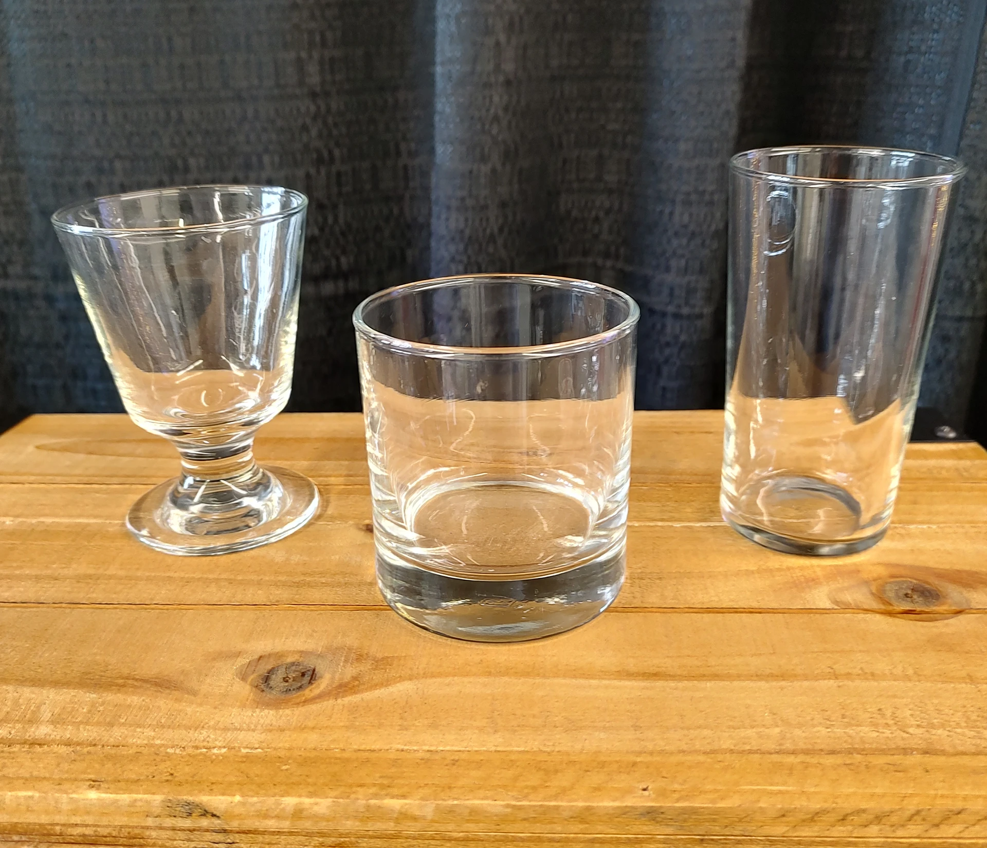6oz Stemmed On The Rocks Glass, 8oz Flat Bottom On The Rocks Glass, 10oz High Ball Glass $0.55