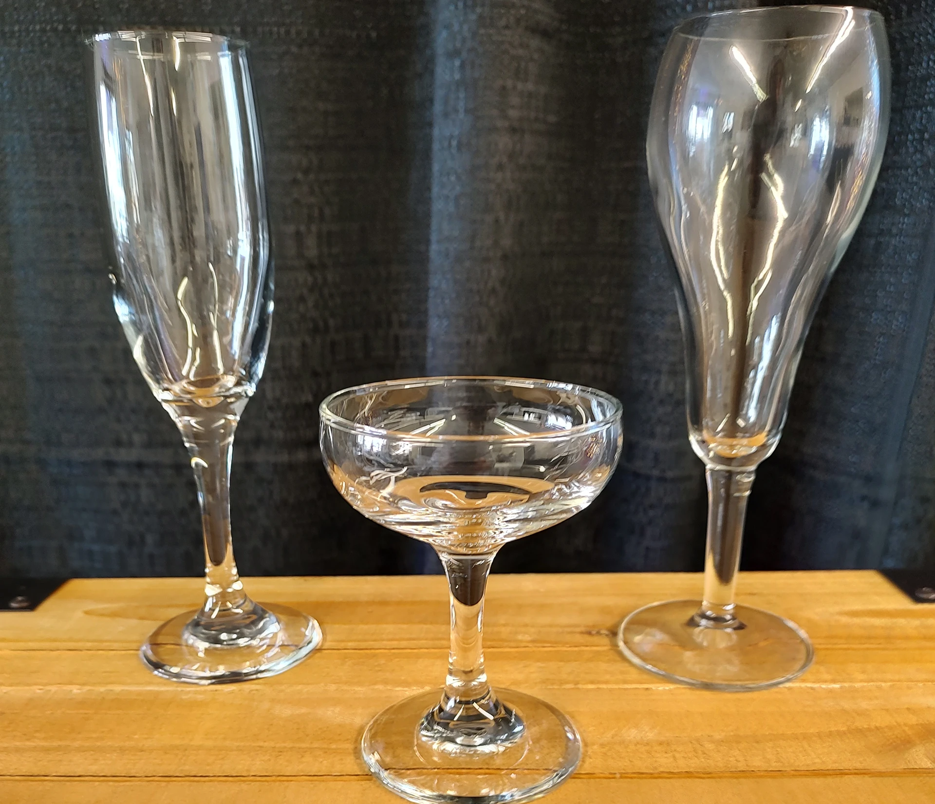 7oz Champagne Flute, 5oz Champagne Traditional, 9oz Champagne Tulip All $0.55