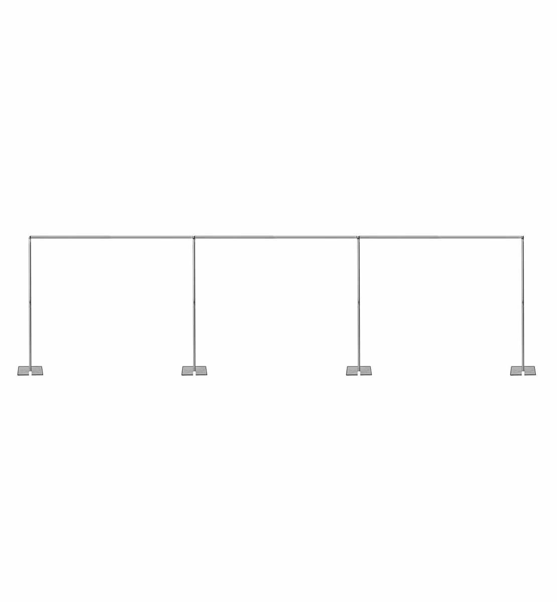 A simple horizontal line with four vertical lines ending in small shapes.