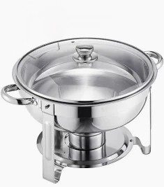 4 Quart Glass Top Round Stainless Steel Chafing Dish $12.00