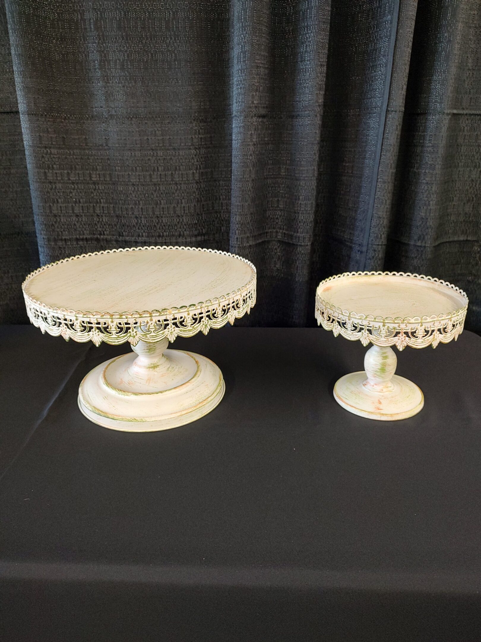 White Antique Pedestal 16 inch $14.00, White Antique Predestal 10 Inch $9.00
